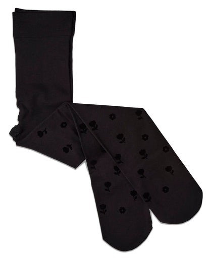 Rose Flocked Opaque Tights : Color: Winter White