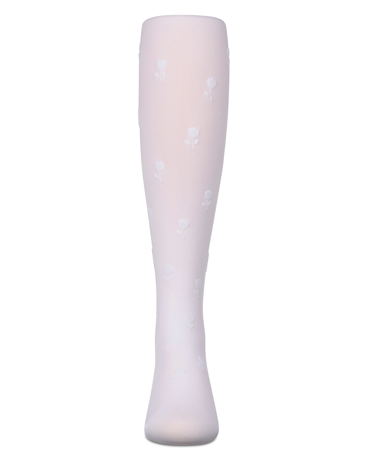 Girls Opaque Rose-Pattern Flocked Tights