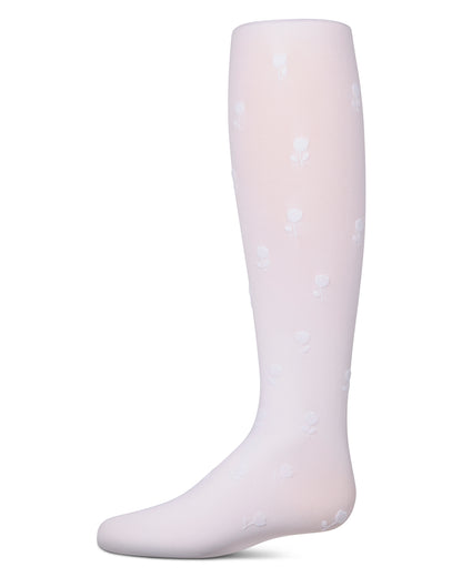 Girls Opaque Rose-Pattern Flocked Tights