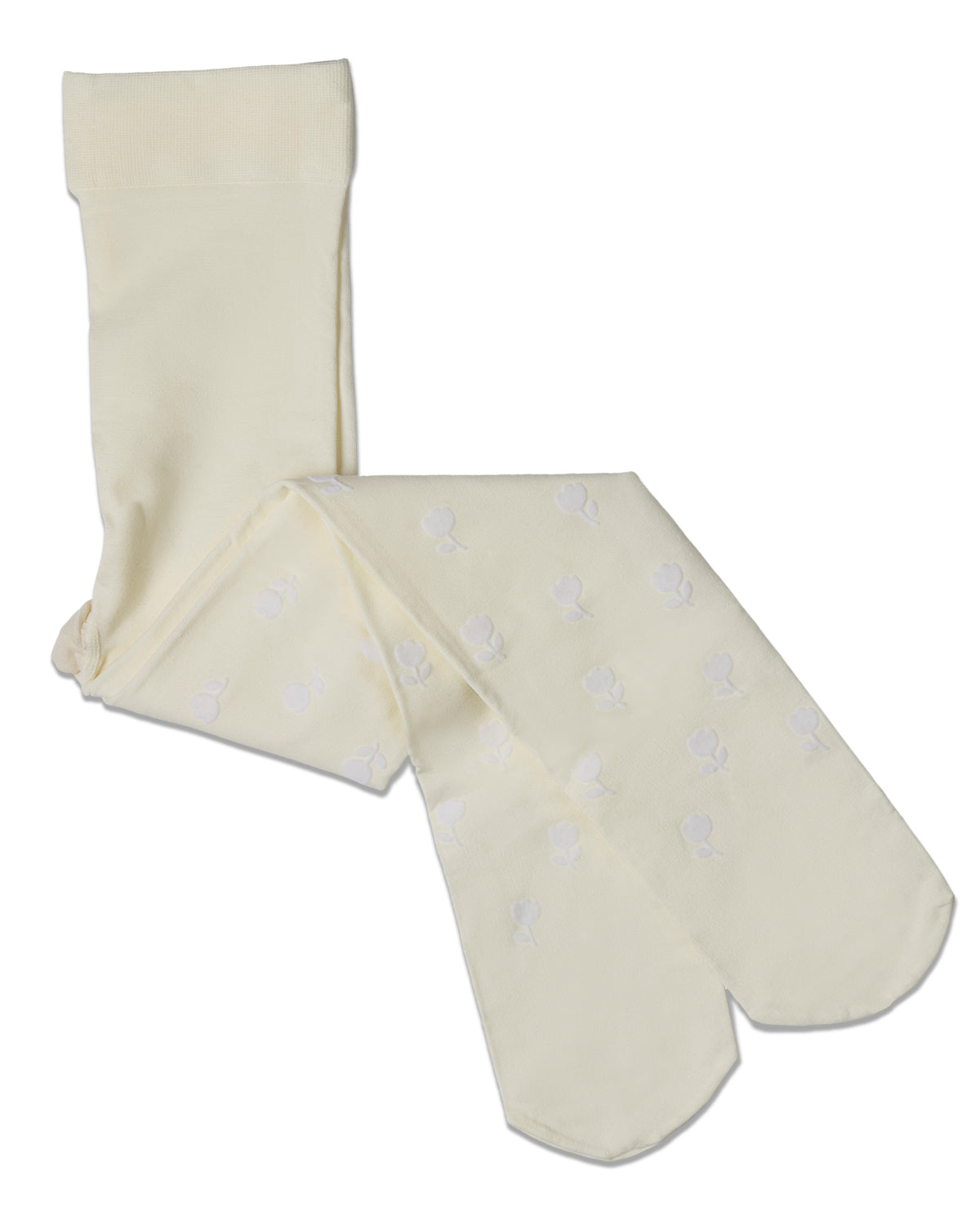 Rose Flocked Opaque Tights : Color: Winter White
