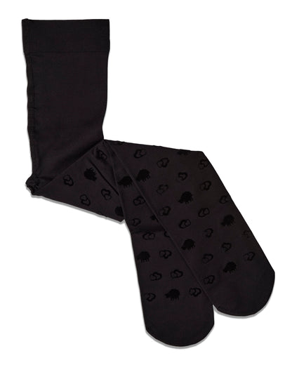 Overlapped Heart Flocked Opaque Tights : Color: Black