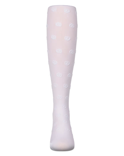Girls Opaque "Overlapped Heart" Flocked Tights