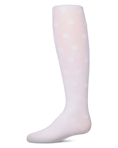 Girls Opaque "Overlapped Heart" Flocked Tights