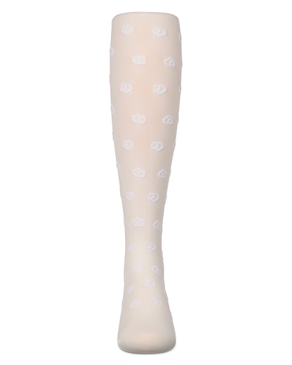 Girls Opaque "Overlapped Heart" Flocked Tights
