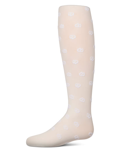 Girls Opaque "Overlapped Heart" Flocked Tights