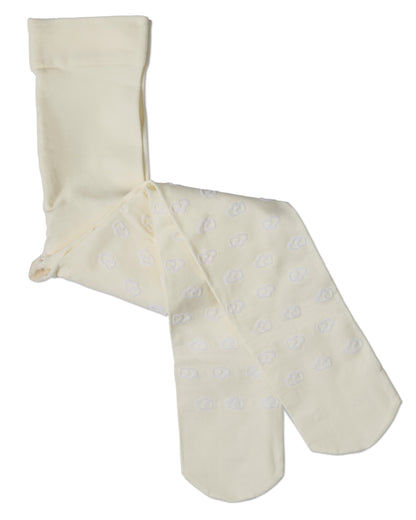 Girls Opaque "Overlapped Heart" Flocked Tights