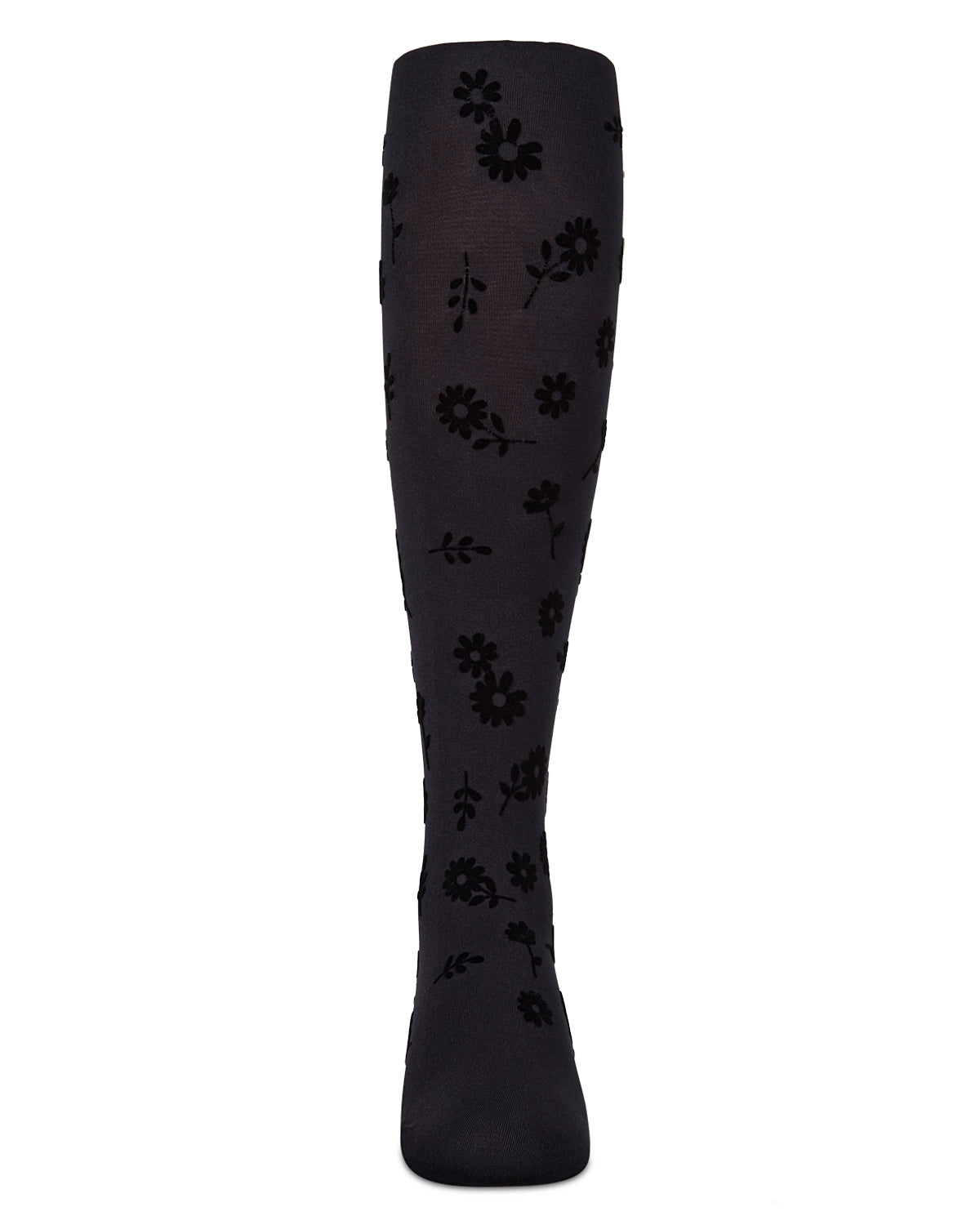 Girls Opaque "Flower Garden" Flocked Tights