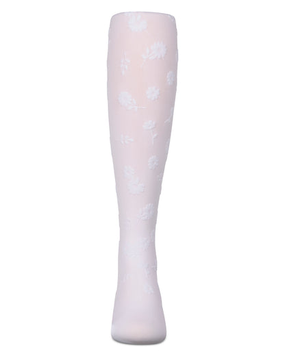 Girls Opaque "Flower Garden" Flocked Tights