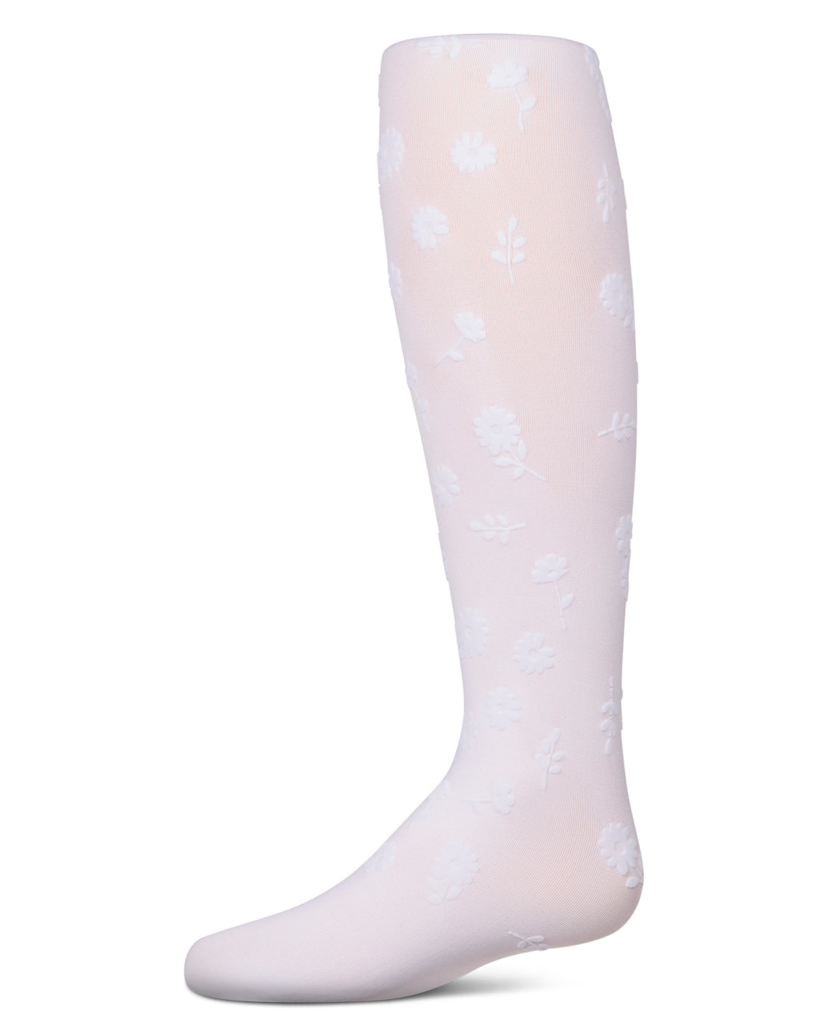 Girls Opaque "Flower Garden" Flocked Tights