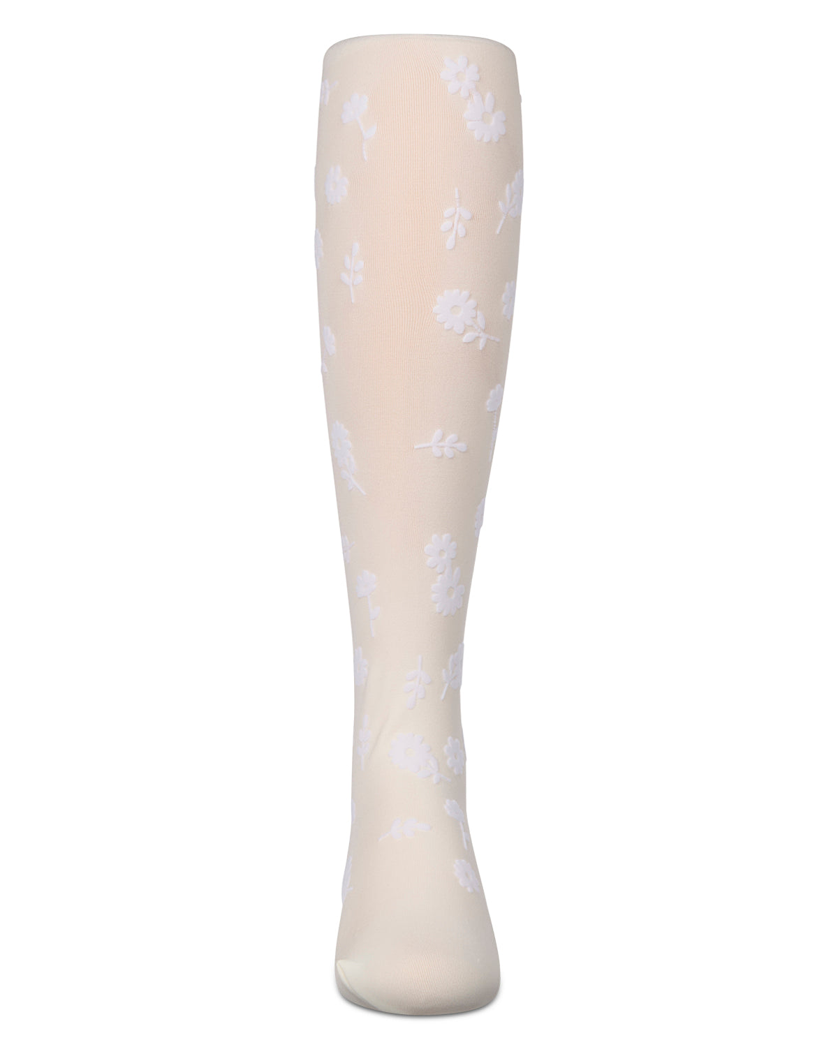 Girls Opaque "Flower Garden" Flocked Tights