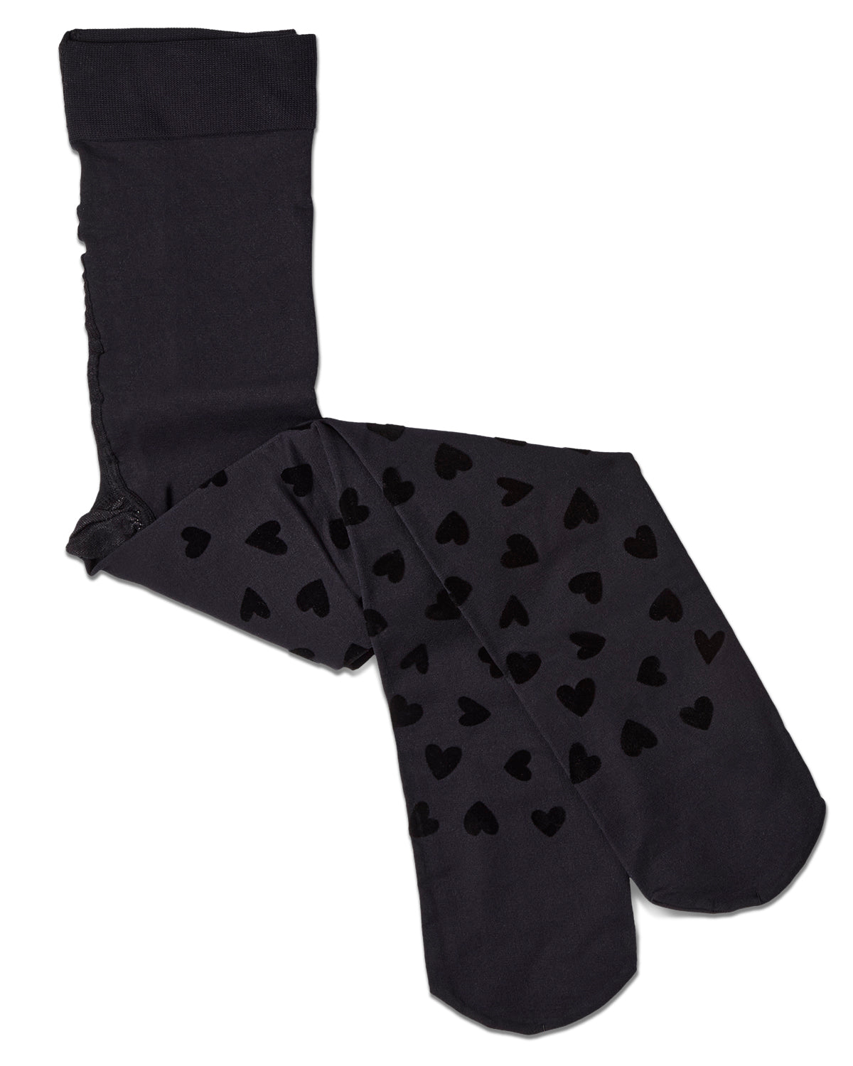Girls "Heart To Heart" Flocked Opaque Fashion Tights