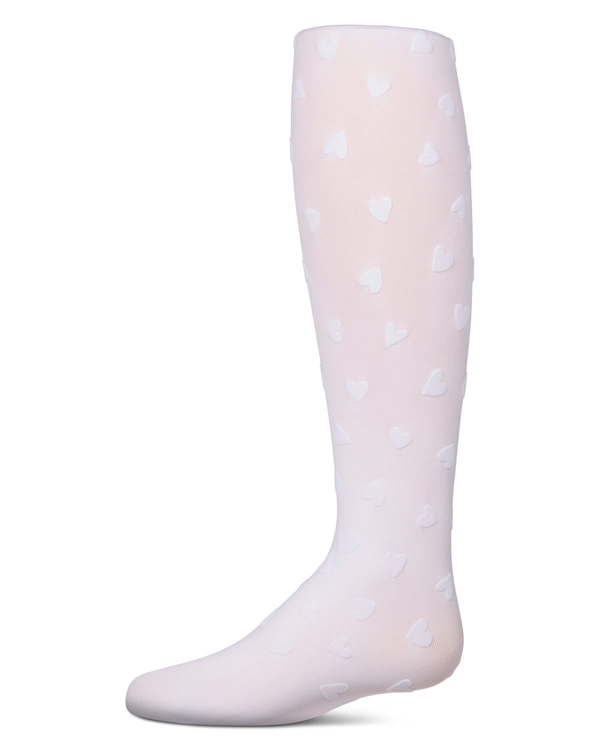 Girls "Heart To Heart" Flocked Opaque Fashion Tights