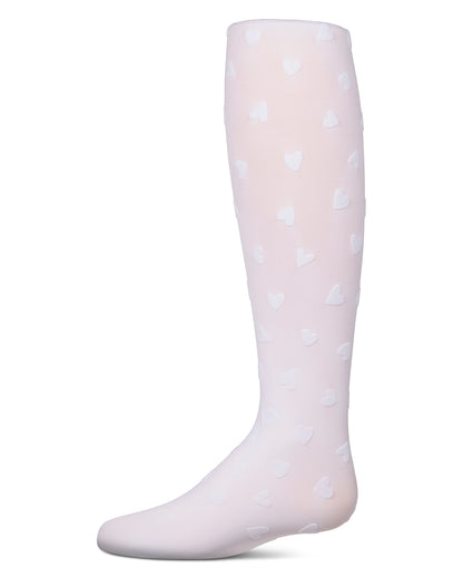 Girls "Heart To Heart" Flocked Opaque Fashion Tights