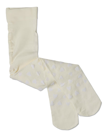 Girls "Heart To Heart" Flocked Opaque Fashion Tights