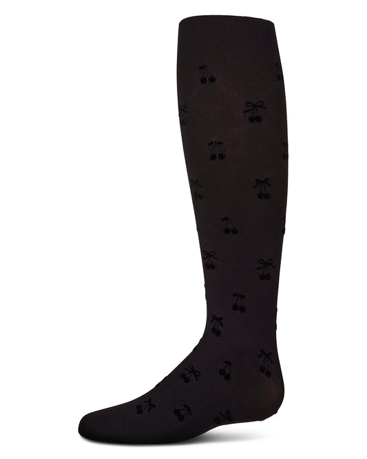 Cherry Flocked Opaque Tights : Color: Black
