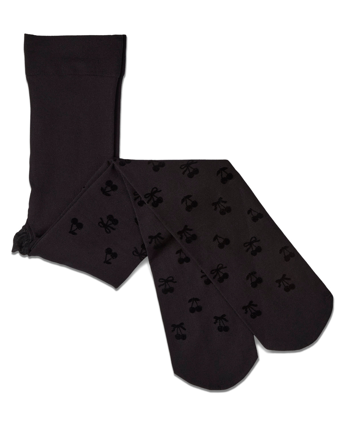 Cherry Flocked Opaque Tights : Color: Navy