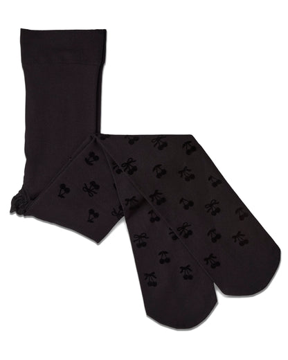 Cherry Flocked Opaque Tights : Color: Navy