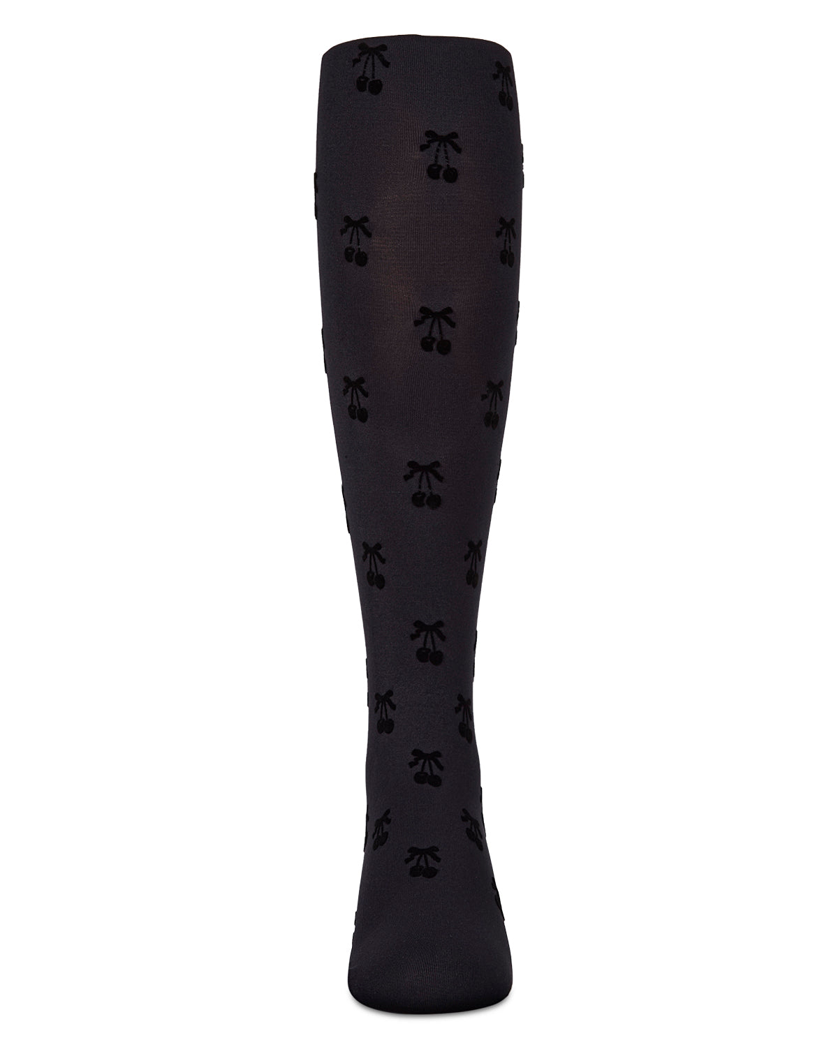 Cherry Flocked Opaque Tights : Color: Navy