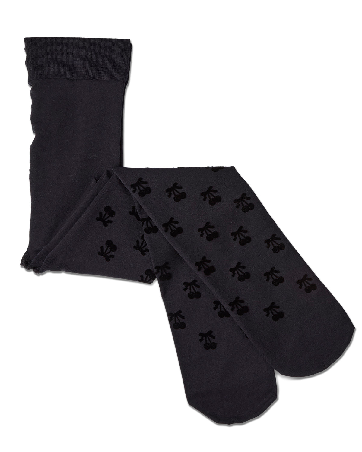 Cherry Flocked Opaque Tights : Color: Navy