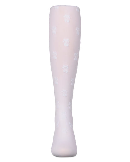 Cherry Flocked Opaque Tights : Color: Navy