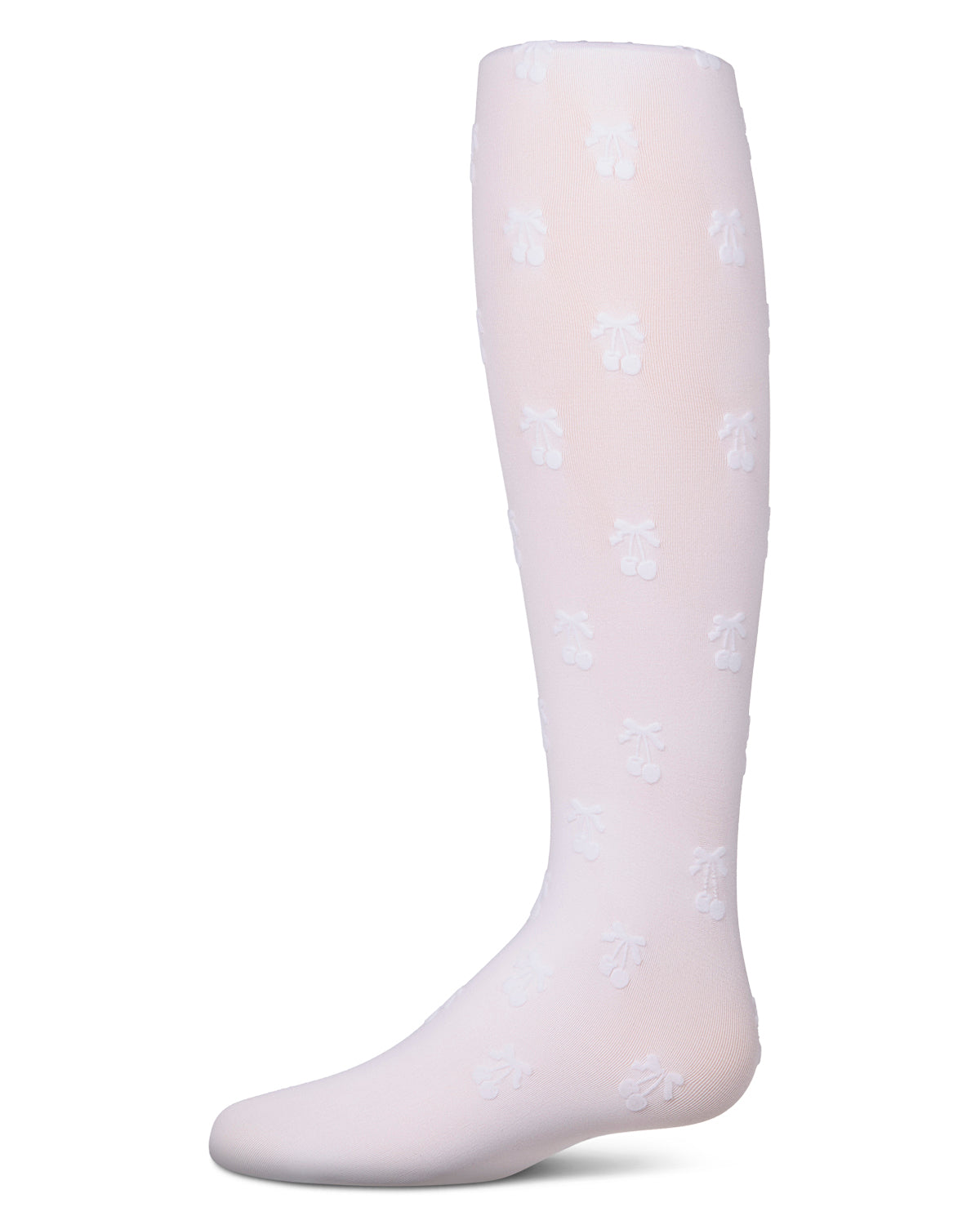 Cherry Flocked Opaque Tights : Color: White