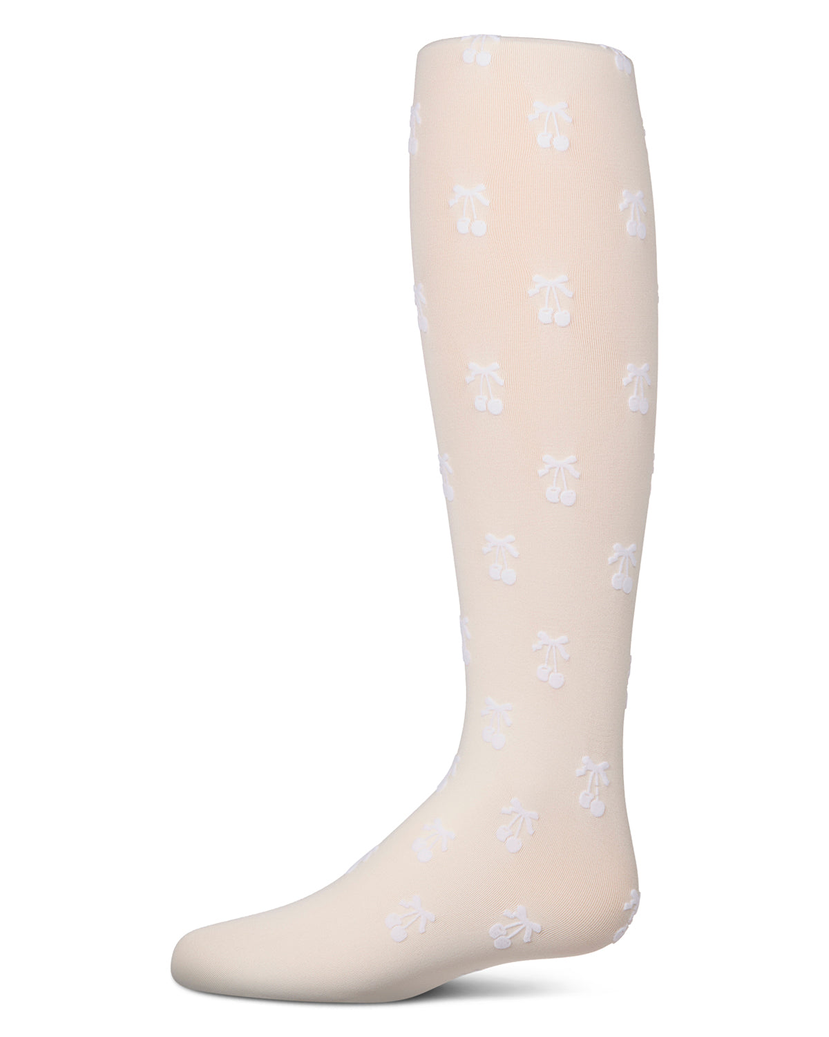 Cherry Flocked Opaque Tights : Color: Winter White