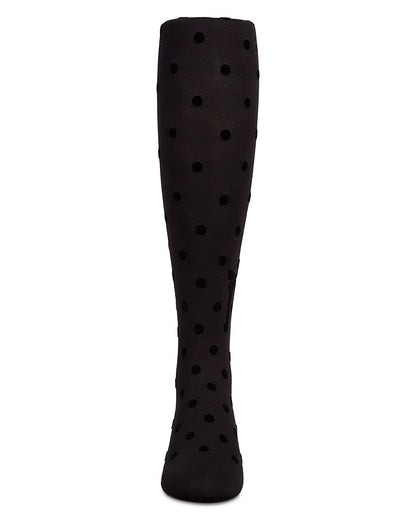 Polka Dot Bow Flocked Tights : Color: Black