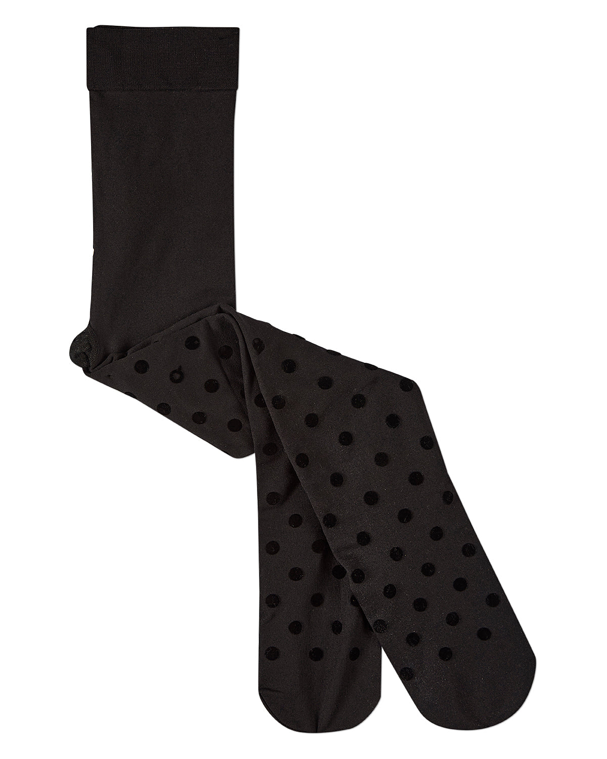 Polka Dot Bow Flocked Tights : Color: Black