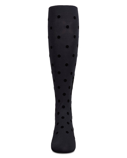 Polka Dot Bow Flocked Tights : Color: Black