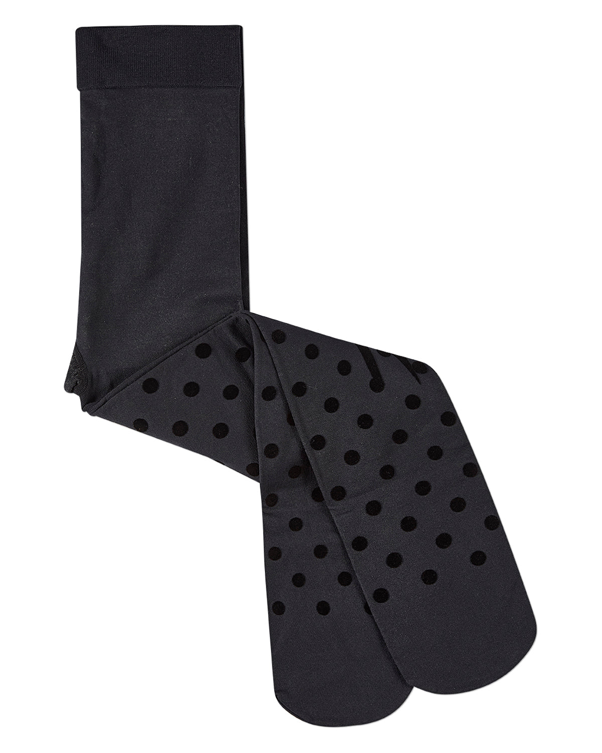 Polka Dot Bow Flocked Tights : Color: Black