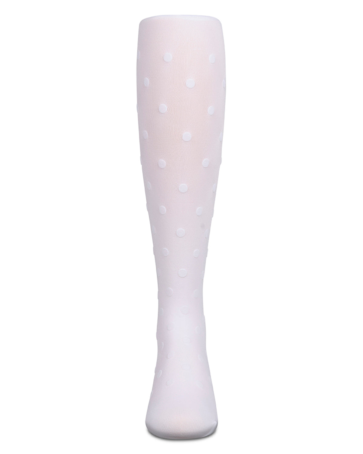 Girls Opaque Polka Dot Bow-Trimmed Flocked Tights