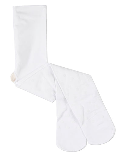 Girls Opaque Polka Dot Bow-Trimmed Flocked Tights