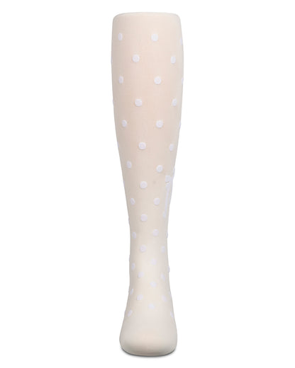 Polka Dot Bow Flocked Tights : Color: Black