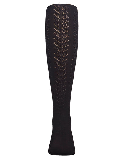 Girls Multi-Chevron Drop-Stitch Textured Cotton Blend Sweater Tights : Color: Black