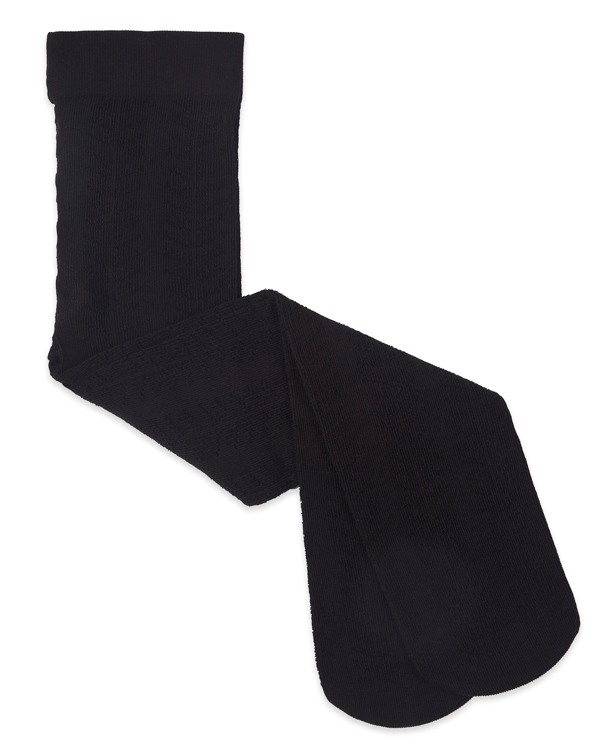 Girls Multi-Chevron Drop-Stitch Textured Cotton Blend Sweater Tights : Color: Black