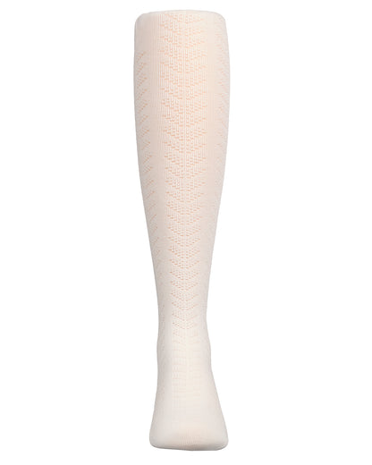 Girls Multi-Chevron Drop-Stitch Textured Cotton Blend Sweater Tights : Color: Black
