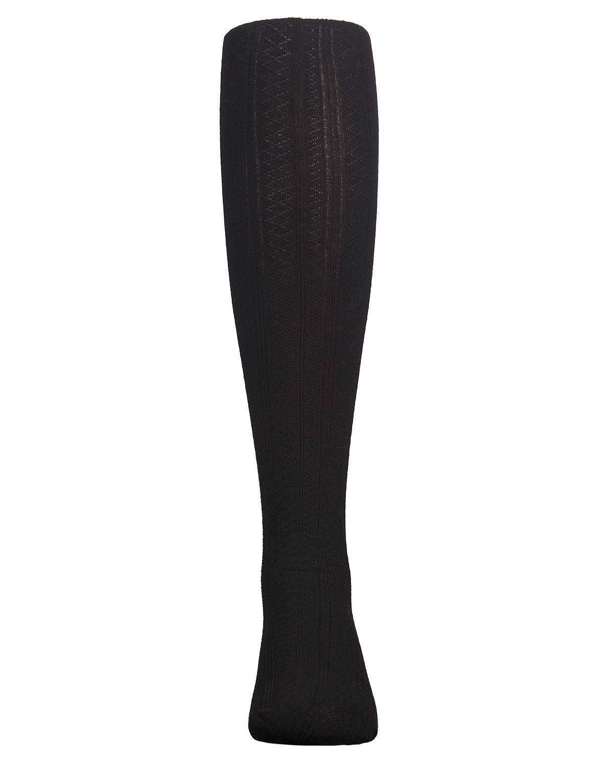 Girls Multi-Diamond Drop-Stitch Textured Cotton Rich Sweater Tights : Color: Black