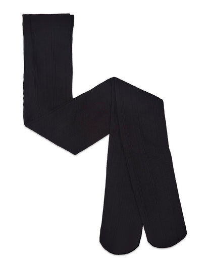 Girls Multi-Diamond Drop-Stitch Textured Cotton Rich Sweater Tights : Color: Black