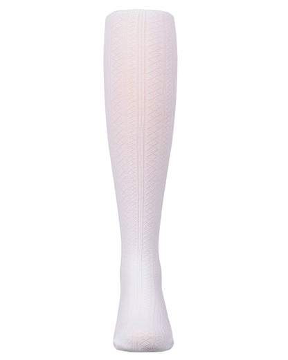 Girls Multi-Diamond Drop-Stitch Textured Cotton Rich Sweater Tights : Color: Black