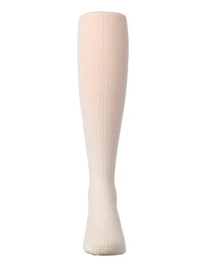 Girls Multi-Diamond Drop-Stitch Textured Cotton Rich Sweater Tights : Color: Black