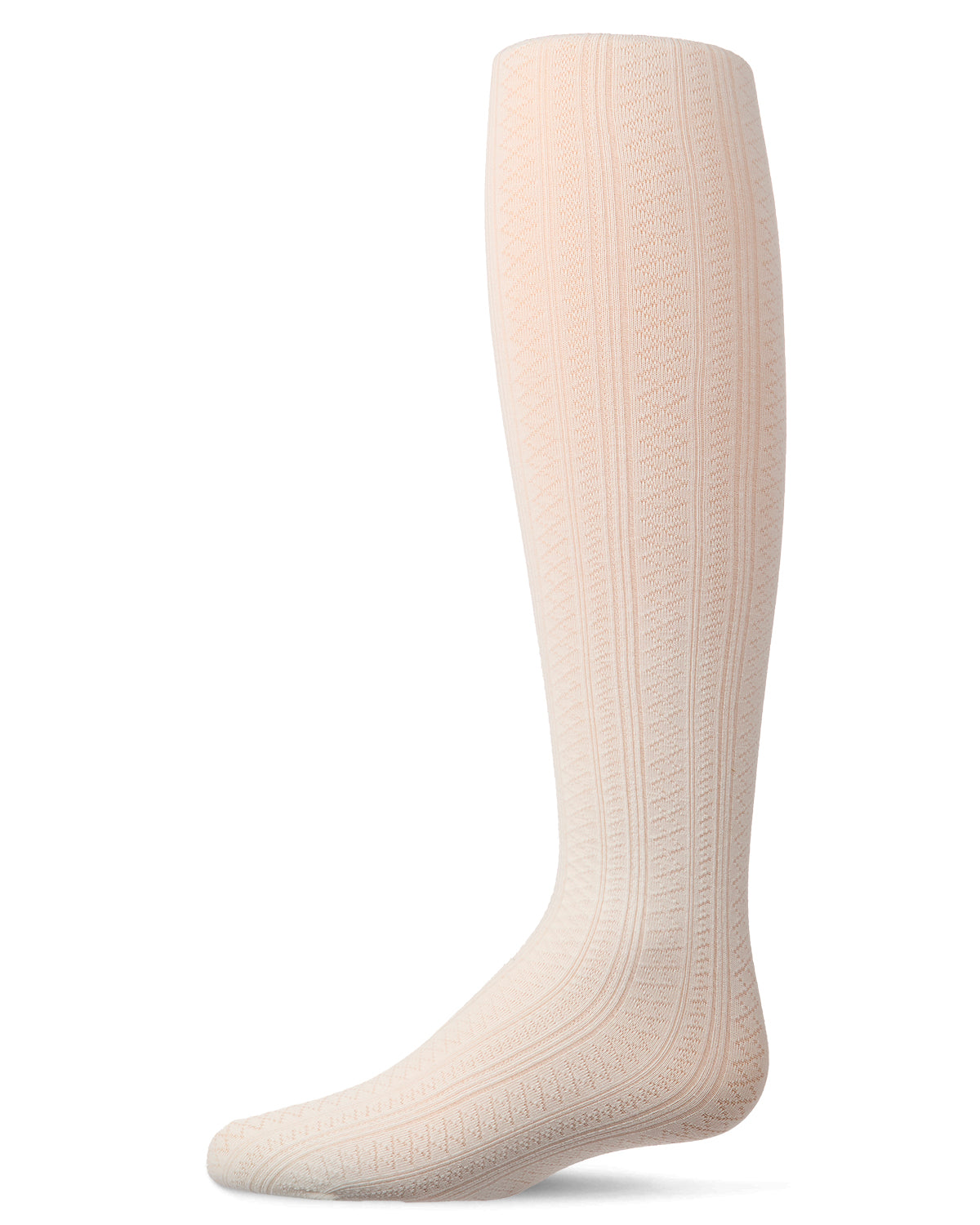 Girls Multi-Diamond Drop-Stitch Textured Cotton Rich Sweater Tights : Color: Winter White