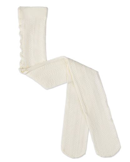 Girls Multi-Diamond Drop-Stitch Textured Cotton Rich Sweater Tights : Color: Black