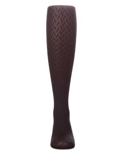 Girls Opaque Pointelle Zig Zag-Patterned  Fashion Tights
