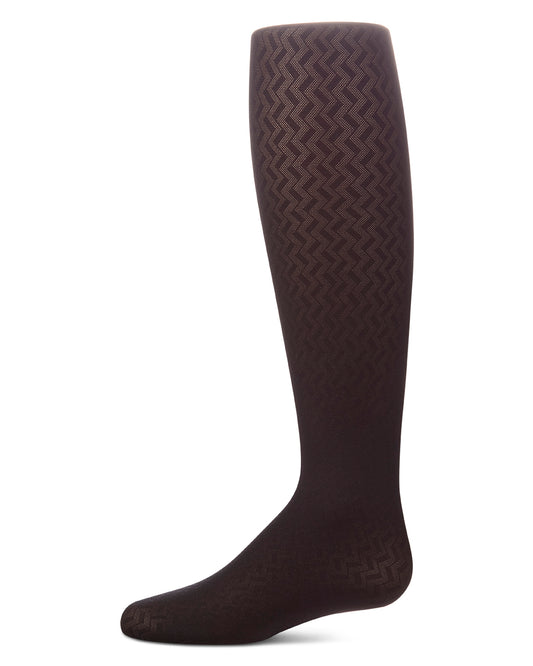 Girls Opaque Pointelle Zig Zag-Patterned  Fashion Tights