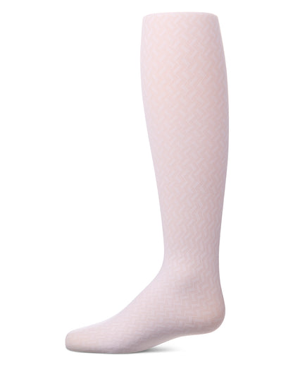 A single knee-high sock in a pale pink color with a subtle woven basketweave pattern, shown on a white background.
