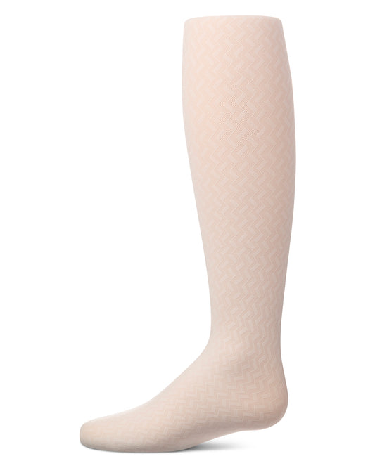 Girls Opaque Pointelle Zig Zag-Patterned  Fashion Tights