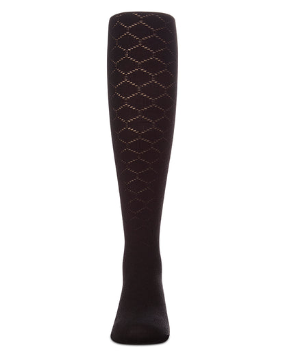 Girls Honeycomb-Pattern Drop-Stitch Lightweight Fashion Tights