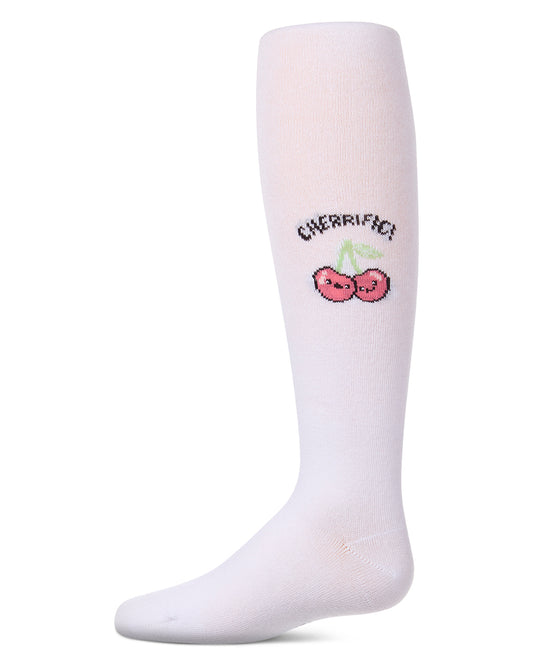 Girls "Cherrific" Cotton-Rich Mini-Ribbed Fashion Sweater Tights