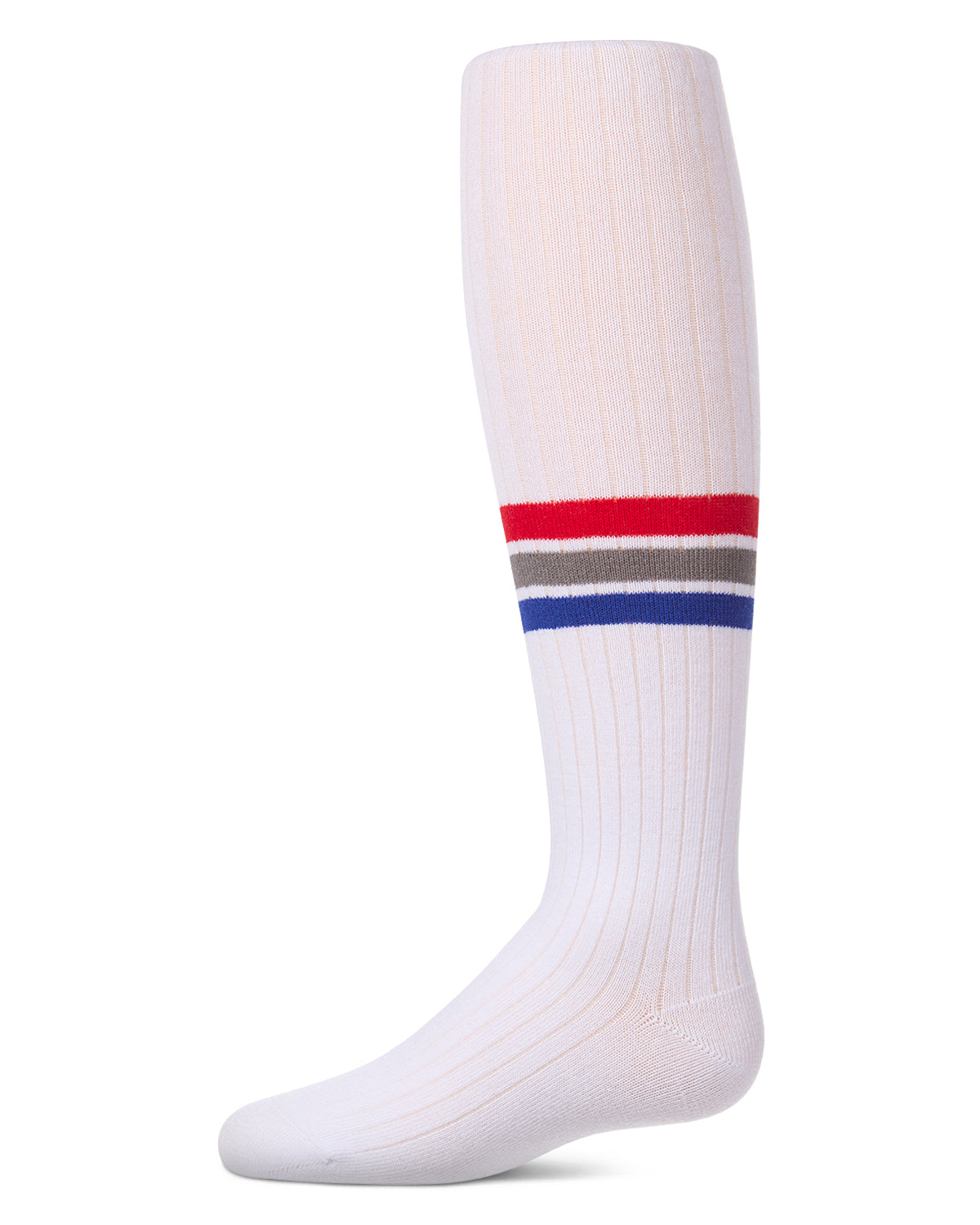 Girls Triple-Stripe Ribbed Cotton-Rich Varsity Sweater Tights