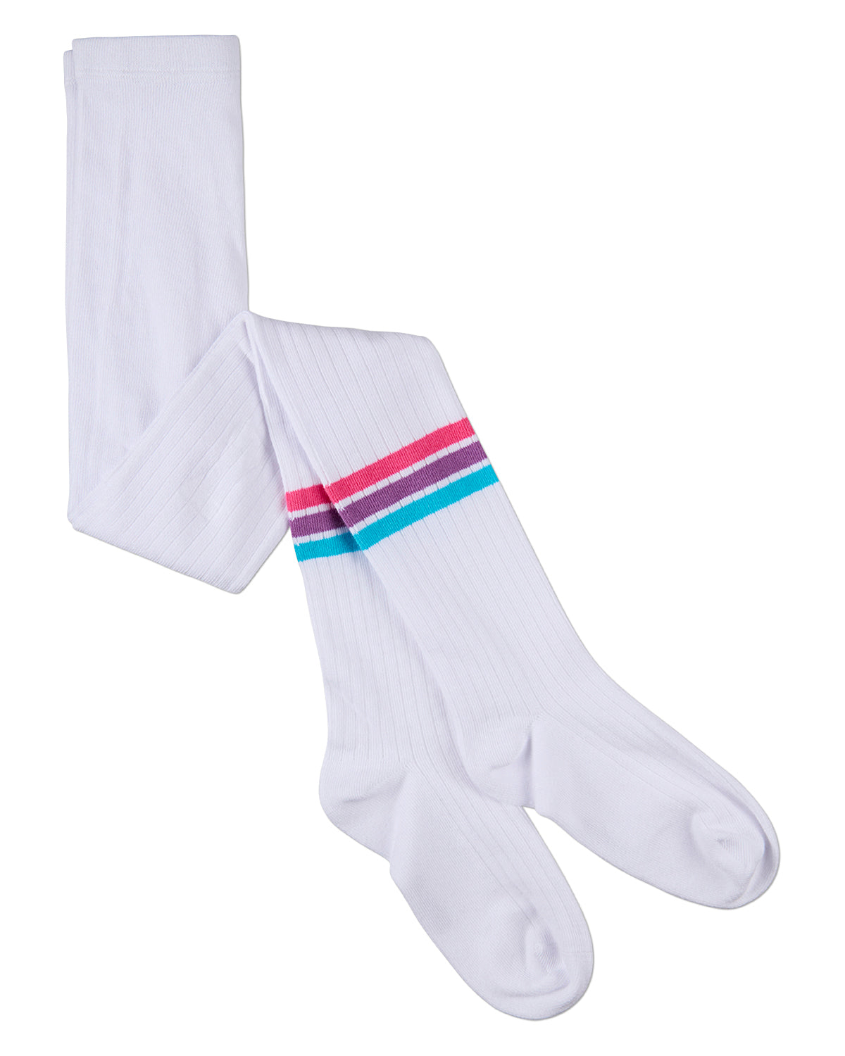 Girls Triple-Stripe Ribbed Cotton-Rich Varsity Sweater Tights